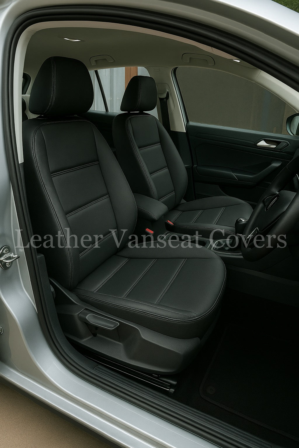 RhinosAutostyling Luxury Grey Quilted Diamond Faux Leather Seat Covers For Ford Transit MK7 (Front Pair)